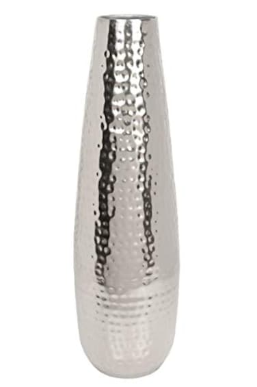 Hosley Hammered Metal Vase 165 Tall Silver Teardrop Flower Vase for Centerpieces Table Dcor Home Wedding