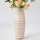 Leewadee White Wash Floor Vase for Pampas Grass Large Flower Vase for Home Decor 13 inches Resin