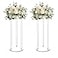 simprefine 2 Pack 32 Tall 10 Dia Clear Flower Stand Round Wedding Decoration Table Centerpiece Acrylic Floor Vase Decorative Column Props for Floral Arrangement Event Party Decor