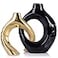 LCCCK Boho Black and Gold Ceramic Vases for Home Decor Small Hollow Donut Vases for Living Room Table Wedding Centerpiece
