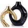 LCCCK Boho Black and Gold Ceramic Vases for Home Decor Small Hollow Donut Vases for Living Room Table Wedding Centerpiece