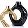 LCCCK Boho Black and Gold Ceramic Vases for Home Decor Small Hollow Donut Vases for Living Room Table Wedding Centerpiece