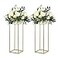 YALLOVE 2 Pack 2375 Inch Gold Wedding Flower Stand Metal Vase Column Stand Geometric Centerpiece Vase for Home Party Wedding Decorations Rectangular Flower Display Rack