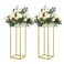YALLOVE 2 Pack 2375 Inch Gold Wedding Flower Stand Metal Vase Column Stand Geometric Centerpiece Vase for Home Party Wedding Decorations Rectangular Flower Display Rack