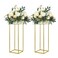 YALLOVE 2 Pack 2375 Inch Gold Wedding Flower Stand Metal Vase Column Stand Geometric Centerpiece Vase for Home Party Wedding Decorations Rectangular Flower Display Rack