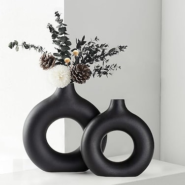 CEMABT Vases for Pampas GrassCreative Vase Modern Home DecorHandmade Vase Black Ceramic Dried Flowers Crafts Ornaments for Office Home Deco Decoration