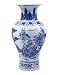 Dahlia Blue and White Vase Handmade Chinese Porcelain Flower Vase Eight Immortals Fish Tail Shape 13 Inches