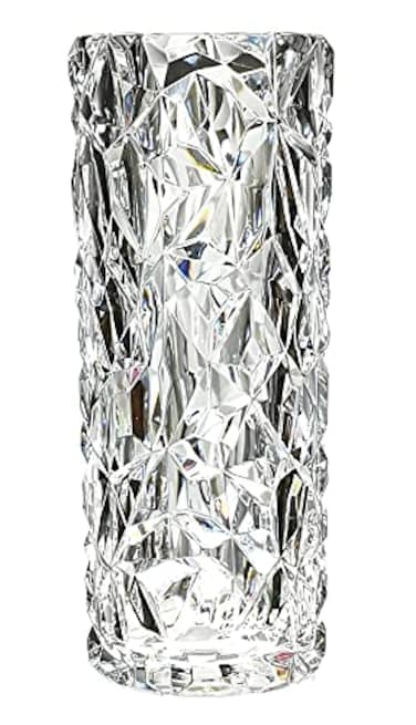 Kmi Chou Shatterproof Unbreakable Plastic Vase for Home Decor Thickened Heavy Crystal Clear Vase for Flowers Diamond Shape Large Size 29cm High 11cm Wide