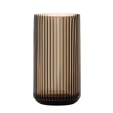 Dinyeo Large Cylinder Ribbed Brown Glass Flower Vase for Farmhouse Dining Table Centerpieces Decor
