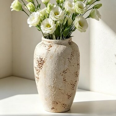 Prettidecor Rustic Ceramic 95 in Vase Ceramic Vase for Home Decor Living Room Decoration Shelf Decor Mantel Dinner Table Office Decorations Flower