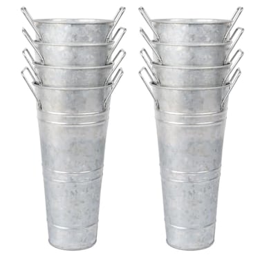 NowDoWin Small Galvanized Flower Bucket 8 Pack10 Height 433 Top OpeningTabletop Size for Flower Buckets for Flower Bar Supplies Bloom Bar SuppliesMetal Floral Buckets with Plastic LinerSilver