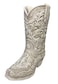 Top Brass Cowgirl Boot Flower Vase 9 Tall Antique White Finish with Intricate Tooled Leather Detailing Decorative Western Cowboy Modern Rustic Decor