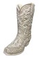 Top Brass Cowgirl Boot Flower Vase 9 Tall Antique White Finish with Intricate Tooled Leather Detailing Decorative Western Cowboy Modern Rustic Decor