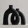 Jonronboci Matte Black Vase Set Hug Hollow Donut Aesthetic Ceramic Vases Home Decor Modern Nordic Minimalist Decorative Vase for Table Centerpiece Bookshelf Office Entryway Console Fireplace Black