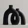 Jonronboci Matte Black Vase Set Hug Hollow Donut Aesthetic Ceramic Vases Home Decor Modern Nordic Minimalist Decorative Vase for Table Centerpiece Bookshelf Office Entryway Console Fireplace Black