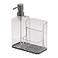 Spectrum Soap Dispenser with Sponge and Brush Holder for Kitchen Sink Hexa Sink Organizer with Refillable Pump and Removable Base for Easy Cleaning