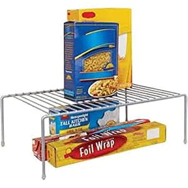 Kitchen Details Free Standing Helper Cabinet and Counter Top Shelf Organizer Good for Dishes Mugs Glasses Bowls Large Grey