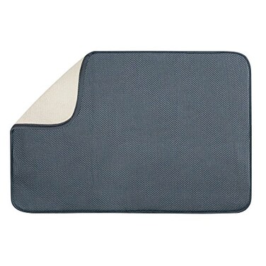 iDesign iDry Absorbent Kitchen Countertop Dish Drying Mat 24 x 18 PewterIvory