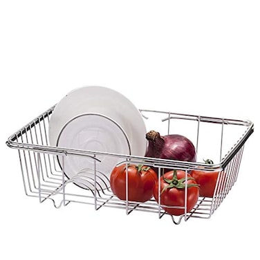 kaileyouxiangongsi Adjustable Over Sink Dish Drying Rack Stainless Steel Dish Drainer On Counter or in Sink Dish Rack Deep and Large Rustproof