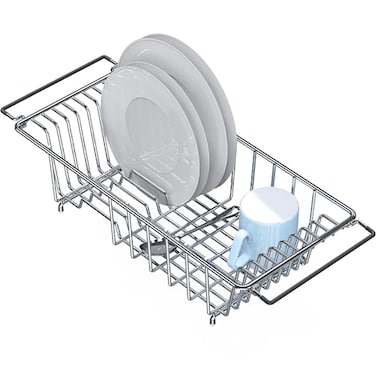 Simple Houseware Over Sink Counter Top Stainless Steel Dish Drainer Drying Rack Chrome