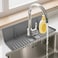 Gosmol Silicone Faucet Drip Catcher Tray Mat Upgraded Design Sink Backsplash Guard Behind Faucet Silicone Faucet Mat for Dish Soap Sponge Holder Kitchen Counter Bathroom Kitchen Sink Splash Guard Grey