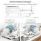 SNTD Dish Drying Rack Expandable Dish Rack for Kitchen Counter Stainless Steel Dish Drainer with Drainboard Set and Utensil Holder White