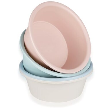 Ralahbeifm 4 Pack Round Plastic Wash Basin 5 Quart Small Basin Tub Stackable Camping Basin for Washing Face Fruit Dishes Bottles Home Kitchen Sink 116 X 43 Inches 4 Colors