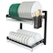 USHARP Hanging Dish Drying Rack Wall Mounted Dish Rack Kitchen 2 Tier Plate Organizer Wall Mount Stainless Steel Dish Drainer Storage Shelf with Drainboard Cutlery Holder Black Ajustable Height 16