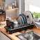 SanDream Small Dish Drying Rack with Removable Utensil Holder AntiScratch Base Stainless Steel Dish Rack Dish Drying Rack with Drainage Space Saving Design for Kitchen Counter Black