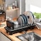SanDream Small Dish Drying Rack with Removable Utensil Holder AntiScratch Base Stainless Steel Dish Rack Dish Drying Rack with Drainage Space Saving Design for Kitchen Counter Black
