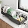 SNTD Large Dish Drying Rack Expandable 193 to 294 Dish Rack for Kitchen Counter Stainless Steel Dish Drainer with Utensil Holder Pan Holder Pot Lid Holder Black