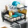 IMXSUMDA Dish Drying Rack 2 Tier Dish Racks for Kitchen Counter Compact Drying Rack Kitchen RustResistant Dish Drainer Detachable SpaceSaving Dish Rack with Drainboard Utensil Holder Black
