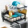 IMXSUMDA Dish Drying Rack 2 Tier Dish Racks for Kitchen Counter Compact Drying Rack Kitchen RustResistant Dish Drainer Detachable SpaceSaving Dish Rack with Drainboard Utensil Holder Black