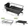 GHERISN Dish Drainer Rack with Drip Tray Sink Dish Drainer with Drainage Spout Stainless Steel Dish Drying Rack with Cups Utensil Cutting Board Holders for Kitchen Counter SpaceSaving Black