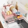 Laveshop Dish Drying Rack Expandable Rack Large Capacity Dish Drainer for Kitchen Counter RustProof with Utensil Holder Pink