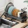 Laveshop Small Dish Drying Rack Compact Dish Drainer for Kitchen Counter with Adjustable Back Slots SpaceSaving for Small Kitchens Black