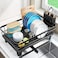 Urackify Dish Drying Rack for Kitchen Counter Sink Dish Rack with Drainboard 122 W x 165 L Large Dish Drainer with Cutlery Holder Home Countertop Plate Dryer Storage Rack Black