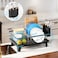 Urackify Dish Drying Rack for Kitchen Counter Sink Dish Rack with Drainboard 122 W x 165 L Large Dish Drainer with Cutlery Holder Home Countertop Plate Dryer Storage Rack Black