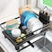 Urackify Dish Drying Rack for Kitchen Counter Sink Dish Rack with Drainboard 122 W x 165 L Large Dish Drainer with Cutlery Holder Home Countertop Plate Dryer Storage Rack Black