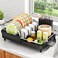 SAYZH Dish Drying Rack Expandable Dish Rack for Kitchen Counter RustResistant Dish Drainer with Utensil Holder and Raised Guardrail Kitchen Organizer for Cup and Bottle Black
