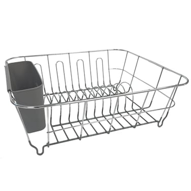 Sweet Home Collection Dish Drying Rack Cutlery Holder 2 Piece Set Compact SinkFitting Dish Drainer with Rubberized Undercoating SpaceSaving Kitchen Organizer for Plates Cups Bowls Utensils In Sink Dar