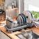 SanDream Small Dish Drying Rack with Removable Utensil Holder AntiScratch Base Stainless Steel Dish Rack Dish Drying Rack with Drainage Space Saving Design for Kitchen Counter Gray