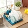 Sweet Home Collection SpaceSaving 3Piece Dish Drainer Rack Set Efficient Kitchen Organizer for Quick Drying and Storage Includes Cutlery Holder and Drainboard Maximize Countertop Space BlueGreen Teal