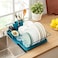 Sweet Home Collection SpaceSaving 3Piece Dish Drainer Rack Set Efficient Kitchen Organizer for Quick Drying and Storage Includes Cutlery Holder and Drainboard Maximize Countertop Space BlueGreen Teal
