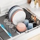 iSPECLE Expandable in Sink Dish Drying Rack with Cup Holder Rust Resistant Adjustable Over The Sink Dish Drainer with Tightening Knob Arms with Non Slip Rubber Fits Sink 124171 Black