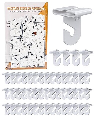 NACETURE 50 Pack Drop Ceiling Hooks Aluminum White Heavy Duty Rust Resistant Holds Up to 15 lbs Perfect for Home Office Classroom Stores Weddings