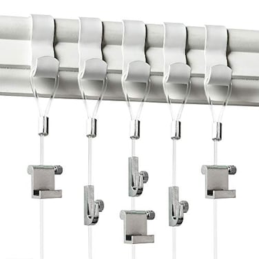 Picture Hang Solutions PHS Picture Rail Hanging System 5 Pack Gallery Set with White Picture Rail Molding Hooks Invisible Wire Adjustable Hooks Professional Art Hanging System for Walls