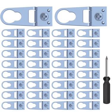KIBBEH 30 Sets of Metal Frame DRing Picture Hangers with Screws and Screwdrivers for OpenType Frame Channels Will Not Damage Photo Frames
