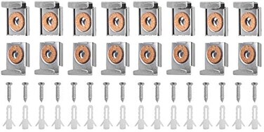 Aylifu Mirror Hanger Clips Set 4Sets 16 Pieces Unframed Mirror Mount Clips Metal Spring Loaded Mirror Hanger Clips with Screws and Rawl Plugs