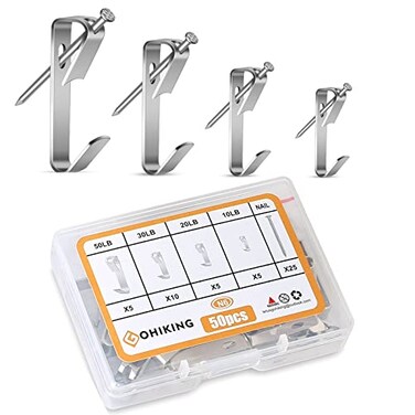 GOHIKING Picture Hanging Hooks 50 Pcs Heavy Duty 1050 lbs Picture Hangers Hardware kit with Nails for Picture Frame Canvas Mirror Hanging Decoration